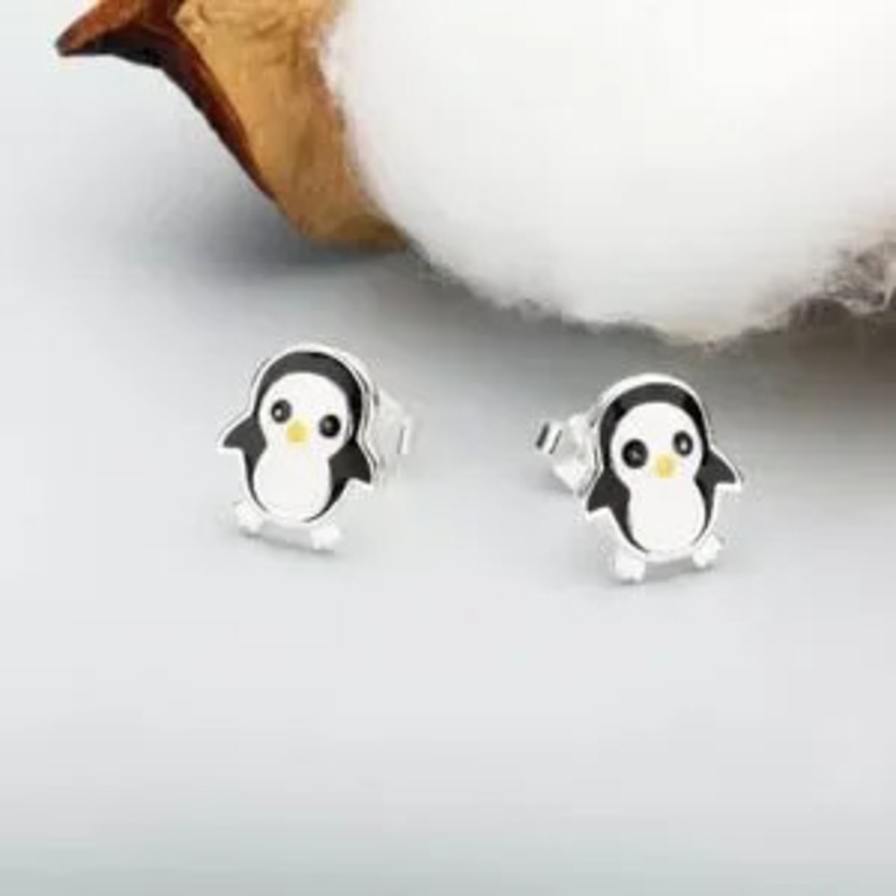 Cute Penguin Stud Earrings 925 Sterling?Silver